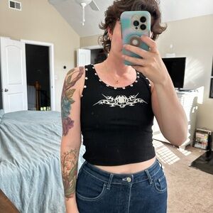 Current Mood Black Studded Tank Top